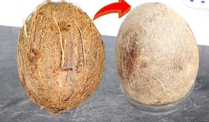 How can we remove the whole coconut after cracking it